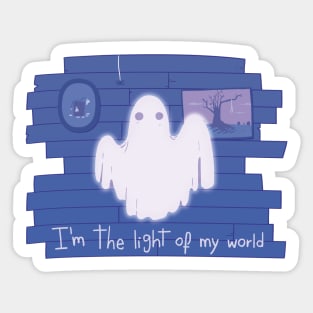 Cute Positive Ghost Light in Hunted Blue House Sticker